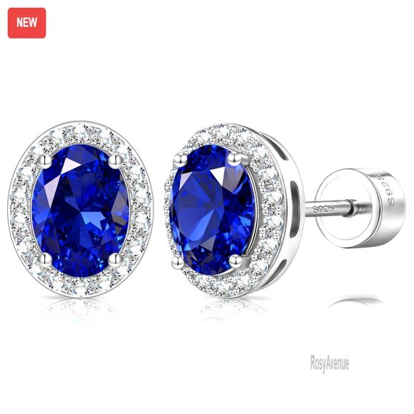 2.4cttw Lab Grown Sapphire Earrings Sterling Silver Hypoallergenic Studs